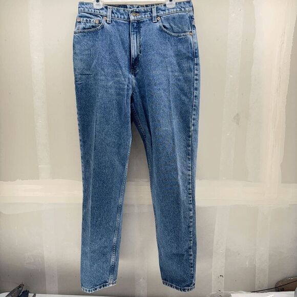 Vintage Levis 521 Blue 90s Y2K Tapered Leg Fit HIgh Rise Size 14 Made USA Mom - Picture 1 of 10
